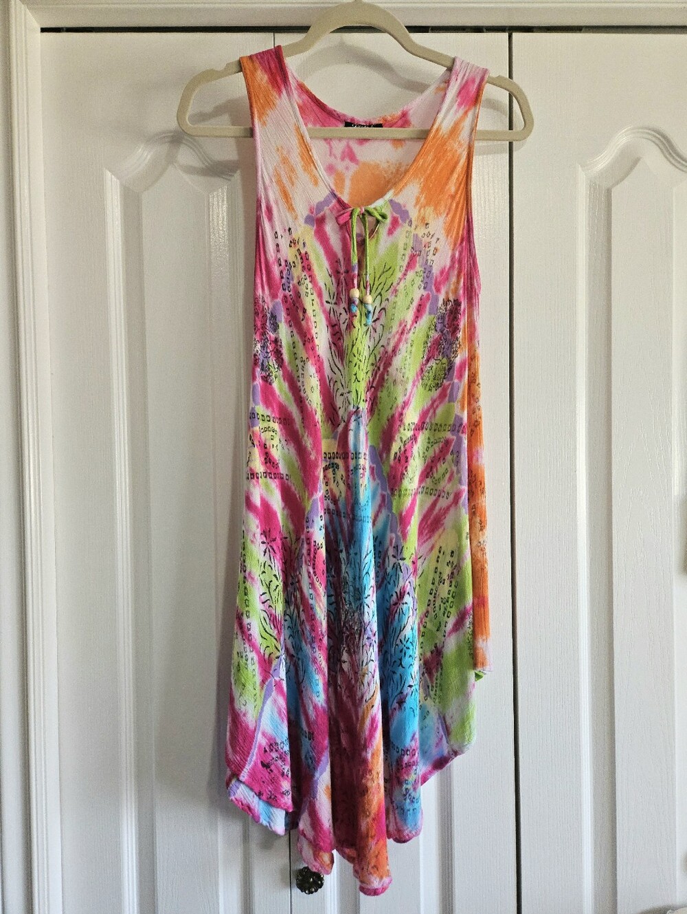 Rainbow Tie Dye Rayon Dress